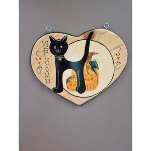 JDI Vintage Halloween Welcome Sign Black Cat Pumpkin Wood Wall Decor Mexico gift